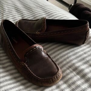 Clarks Dark Brown Leather Slip-On Loafers